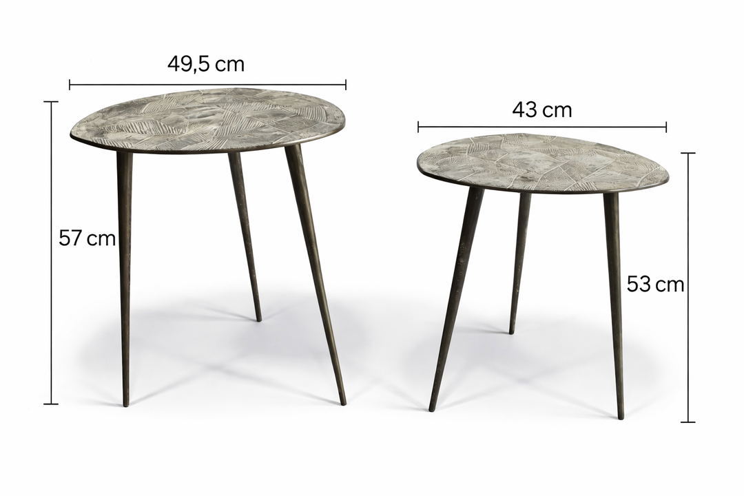 Luxury Grey Metal Side Tables with Organic Design for Home & Office