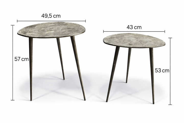 Luxury Grey Metal Side Tables with Organic Design for Home & Office