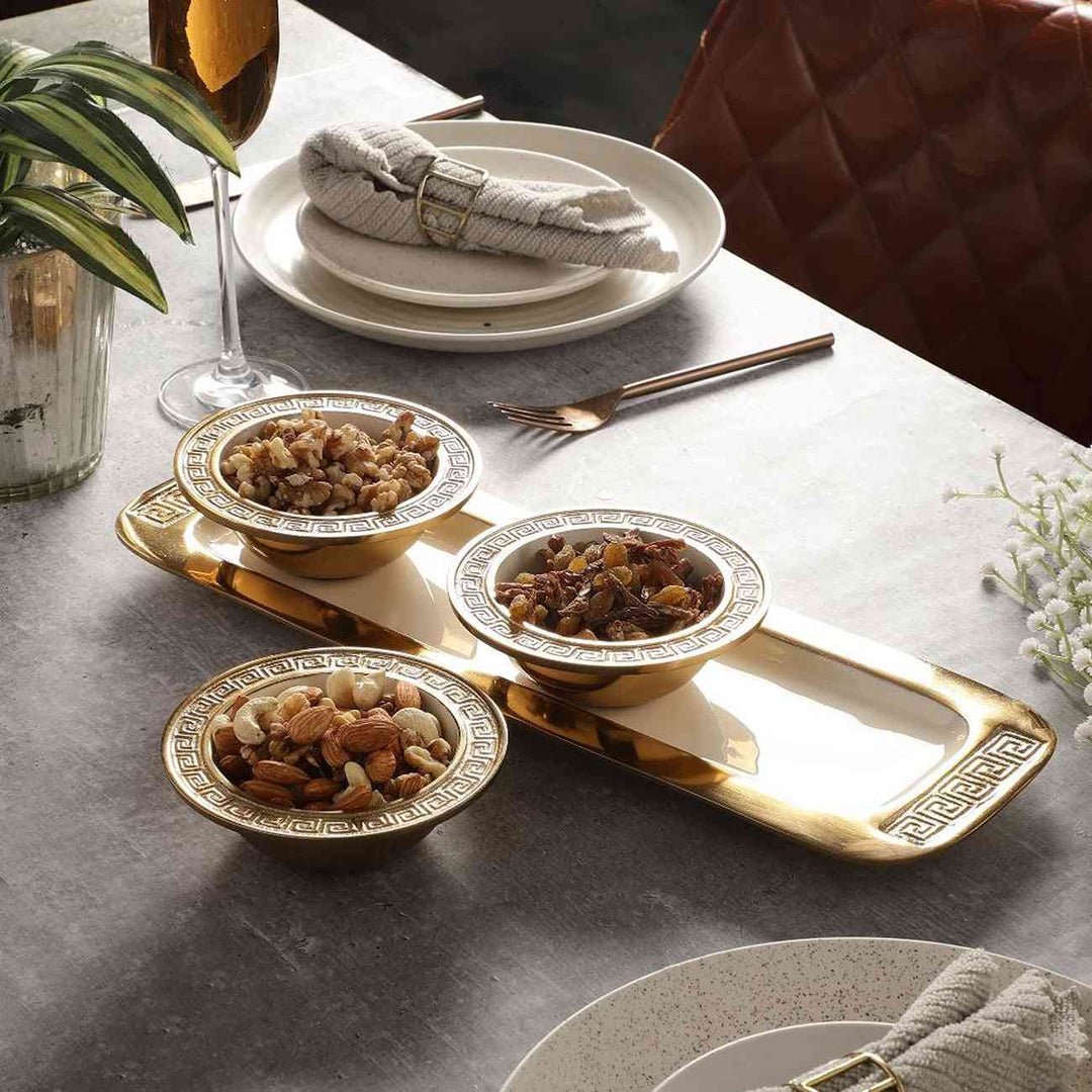 VS Design Bowl & Tray Ensemble | Elegant Enamel Serveware for Gatherings