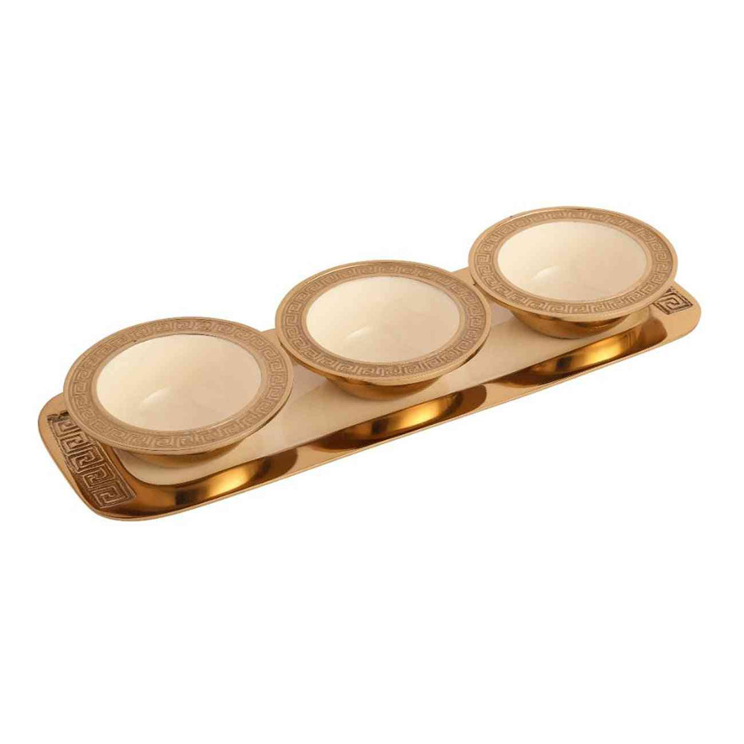 VS Design Bowl & Tray Ensemble | Elegant Enamel Serveware for Gatherings