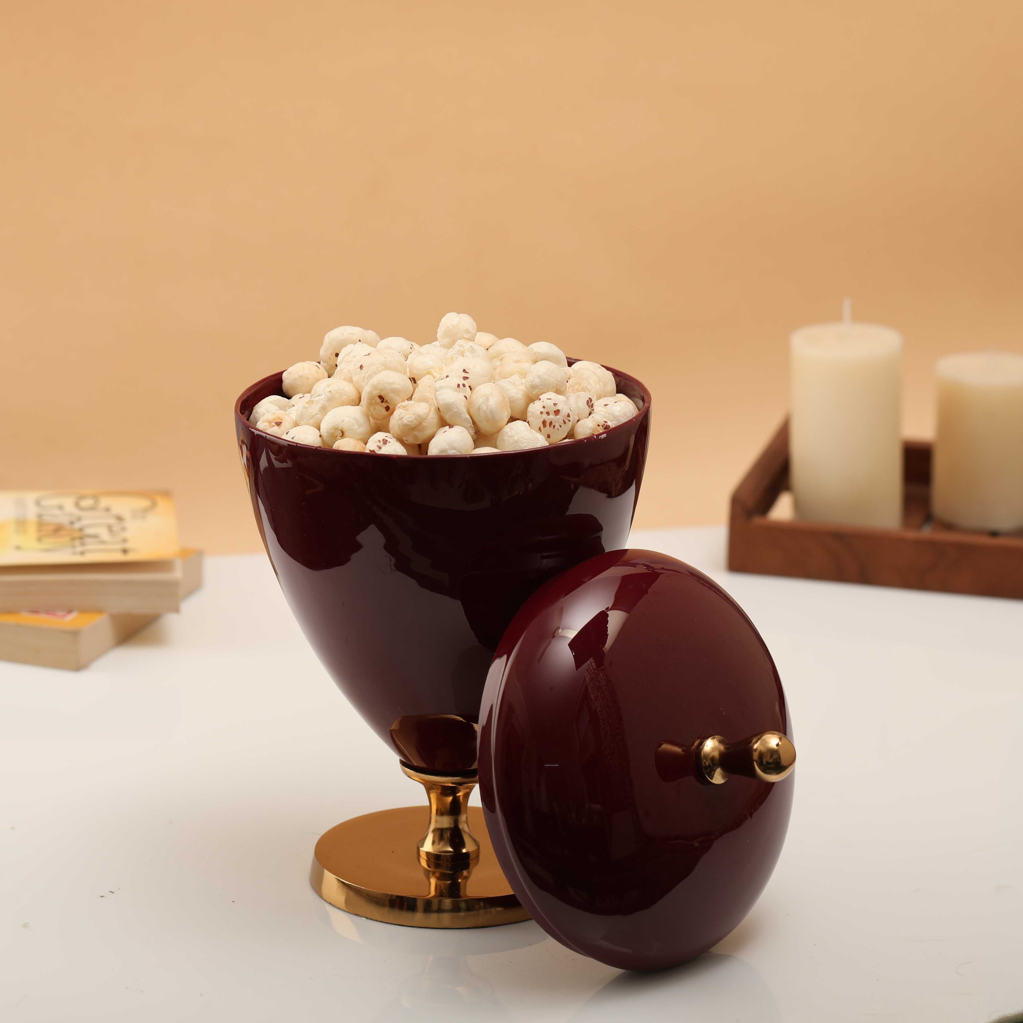 Versa Wine Maroon Enamel Box | Sophisticated Storage for Modern Decor