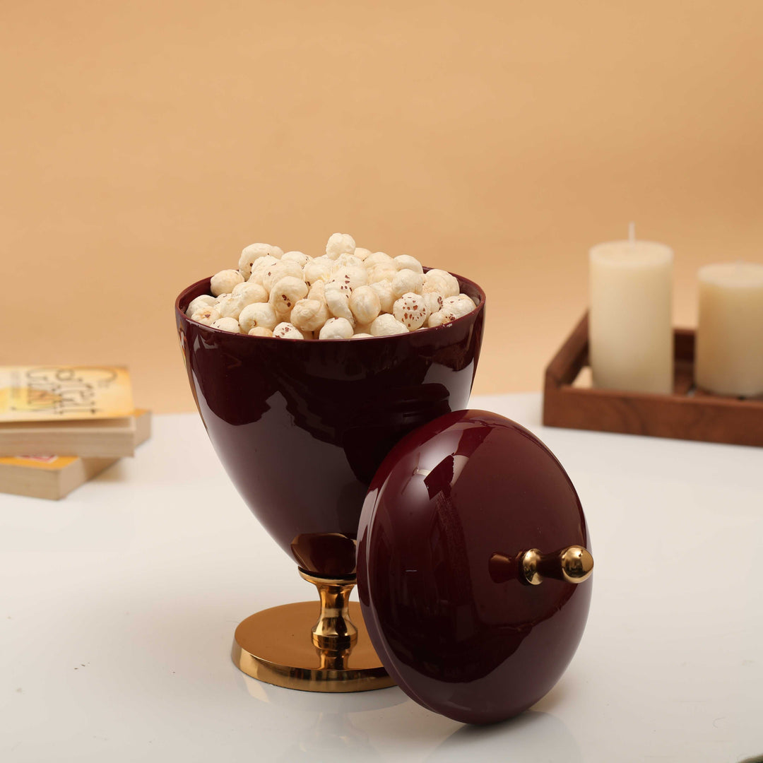 Versa Wine Maroon Enamel Box | Sophisticated Storage for Modern Decor