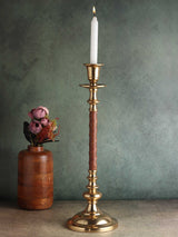 Modern LeatherLuxe Brass Vase Holder for Stylish Spaces