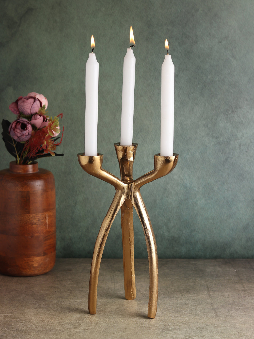 Trifecta Geometric Candle Art | Black/Gold Holders for Contemporary Glow