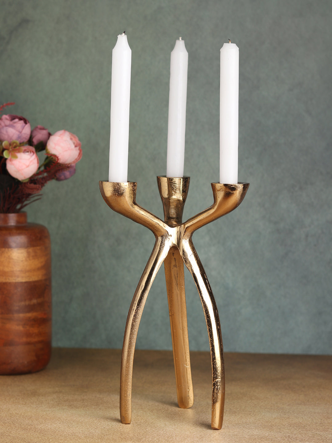 Trifecta Geometric Candle Art | Black/Gold Holders for Contemporary Glow