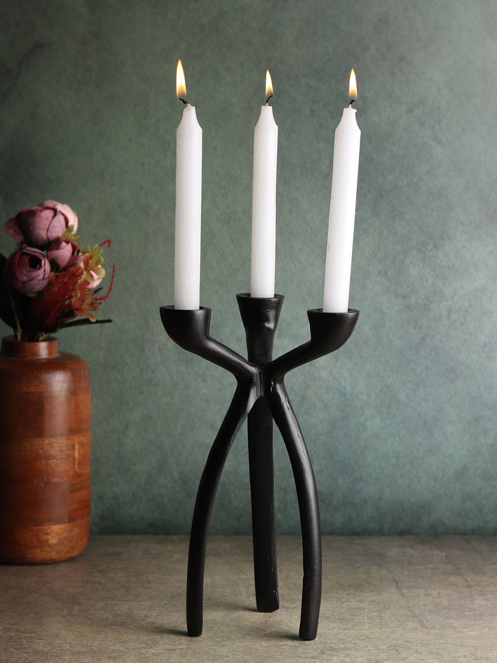 Trifecta Black/Gold Candle Trio | Geometric Holders for Modern Ambiance