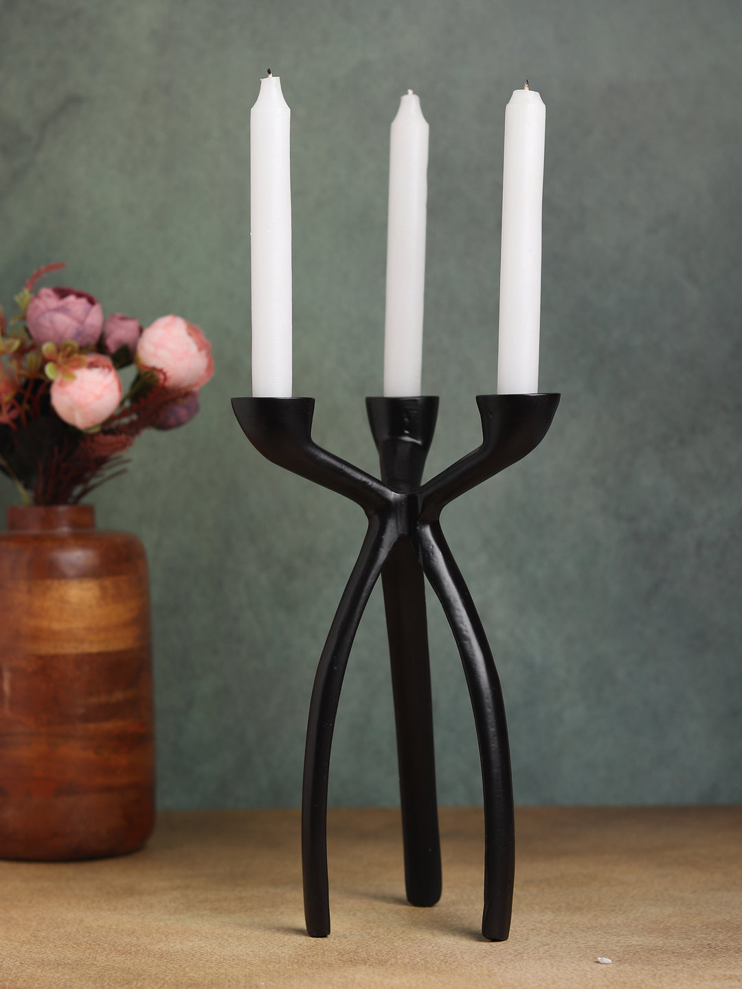 Trifecta Black/Gold Candle Trio | Geometric Holders for Modern Ambiance
