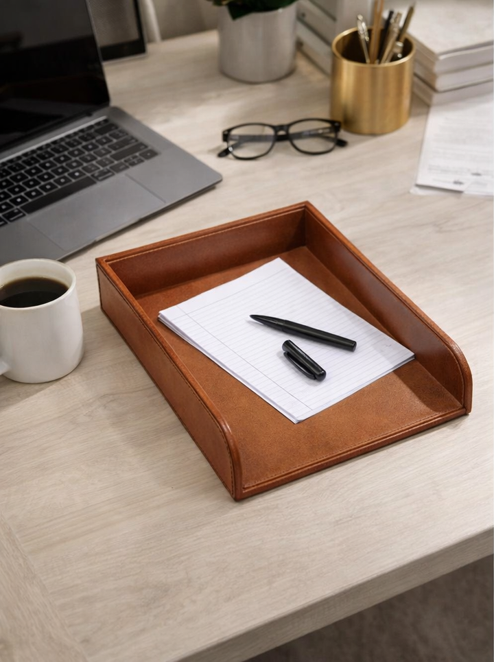 Expobazaar Leather Paper Tray for Elegant Desk Organization