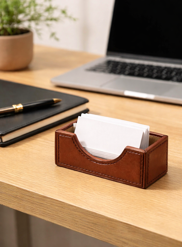 Expobazaar Leather Card Holder – Elegant Professional Desk Accessory