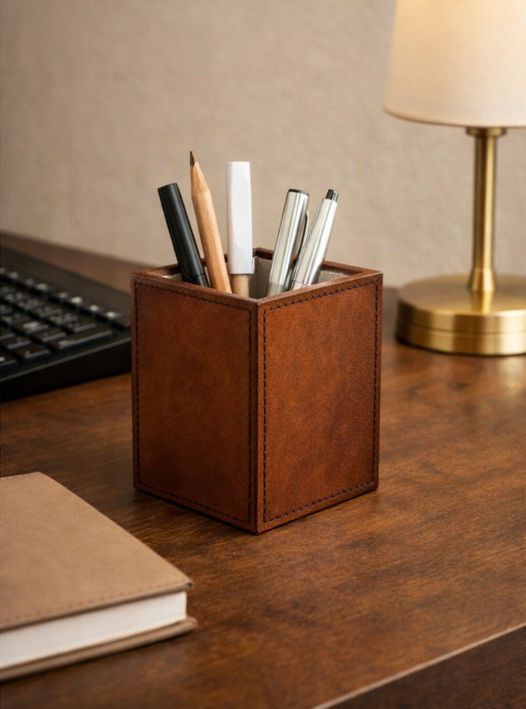 Expobazaar Leather Pen Cup Organizer