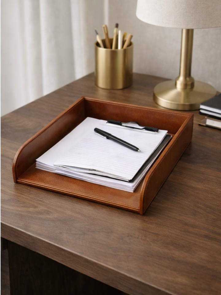 Expobazaar Leather Paper Tray for Elegant Desk Organization