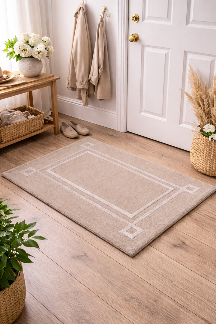 Sleek Silhouette Handcrafted Wool Blend Door Mat