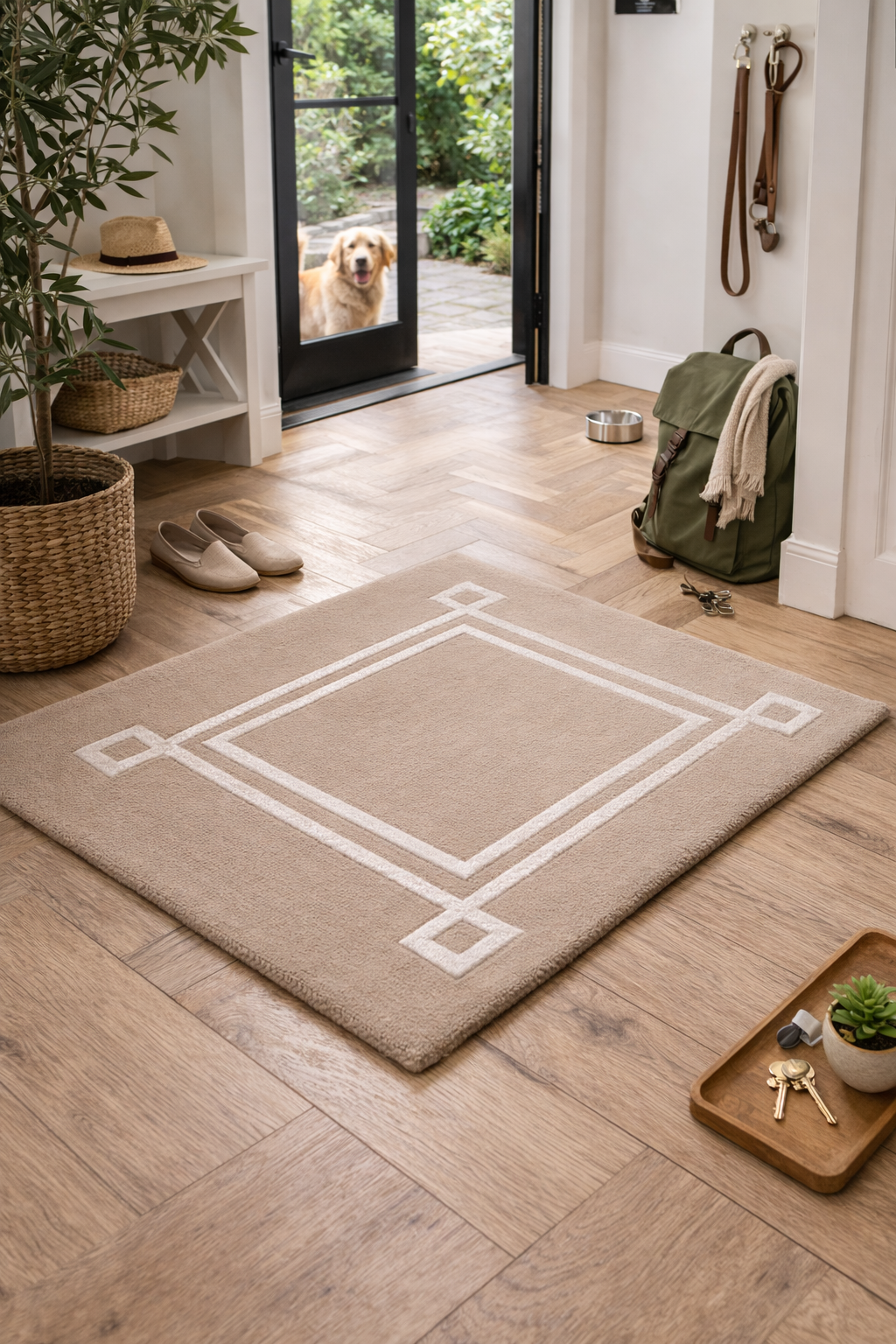 Sleek Silhouette Handcrafted Wool Blend Door Mat