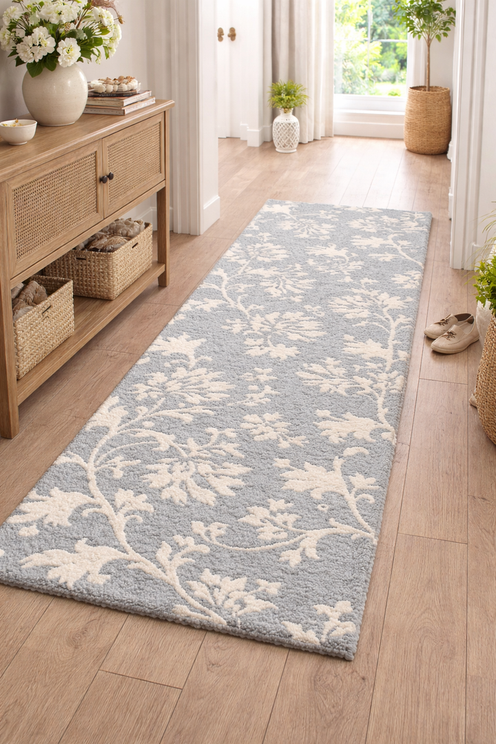 Wool-Viscose Hand-Tufted Runner – Floral Flair Design