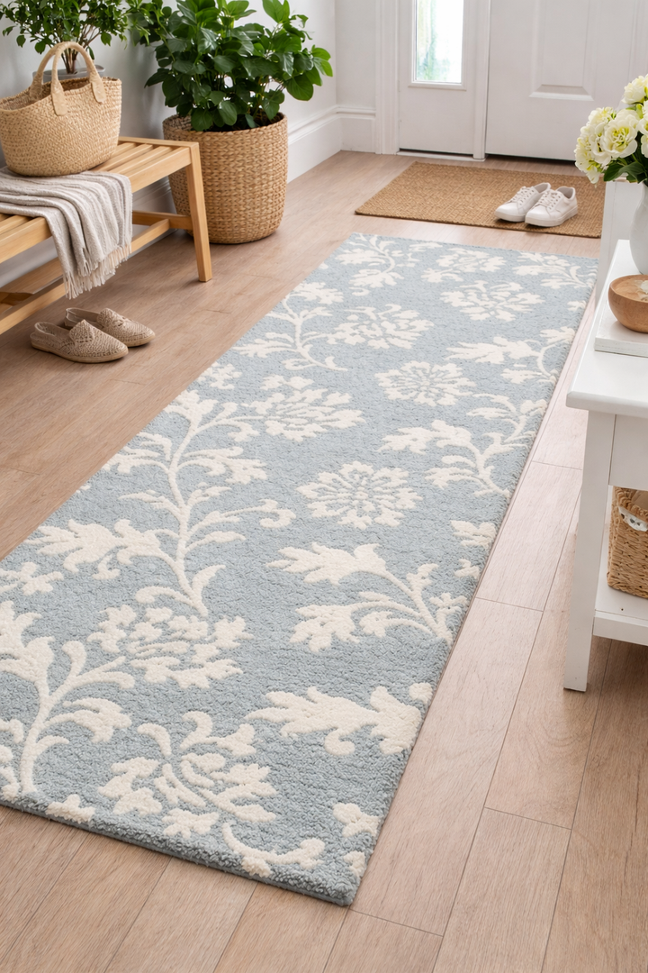 Wool-Viscose Hand-Tufted Runner – Floral Flair Design
