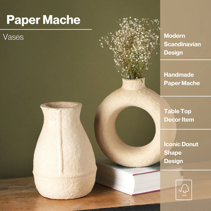 Expobazaar Paper Mache Vase Off White
