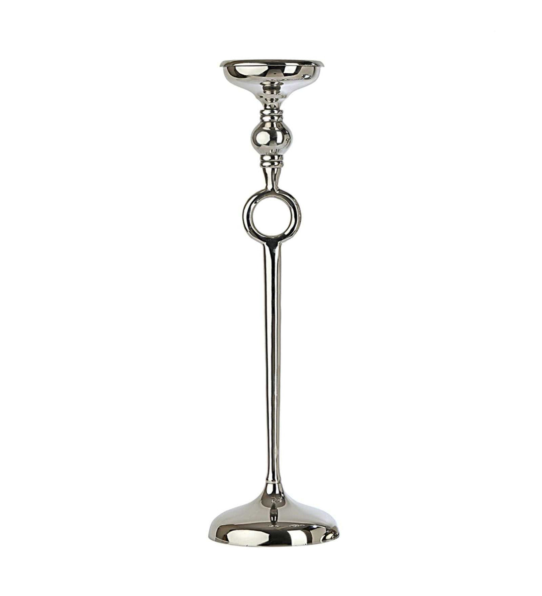 Ajna Large Silver Pillar Holder | Majestic Candle Holder for Stylish Ambiance