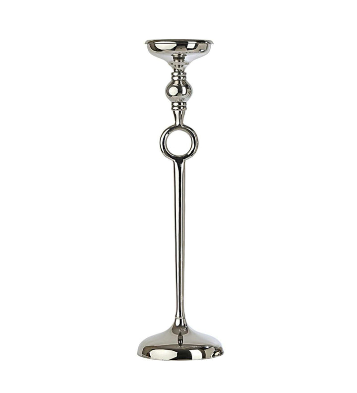 Ajna Large Silver Pillar Holder | Majestic Candle Holder for Stylish Ambiance