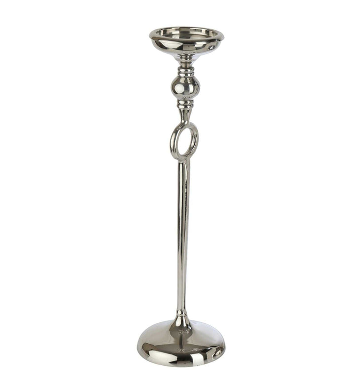 Ajna Large Silver Pillar Holder | Majestic Candle Holder for Stylish Ambiance