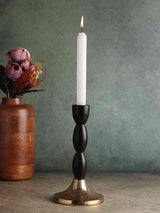 Spiral Candle Holder | Stylish Black Gold Home Accent