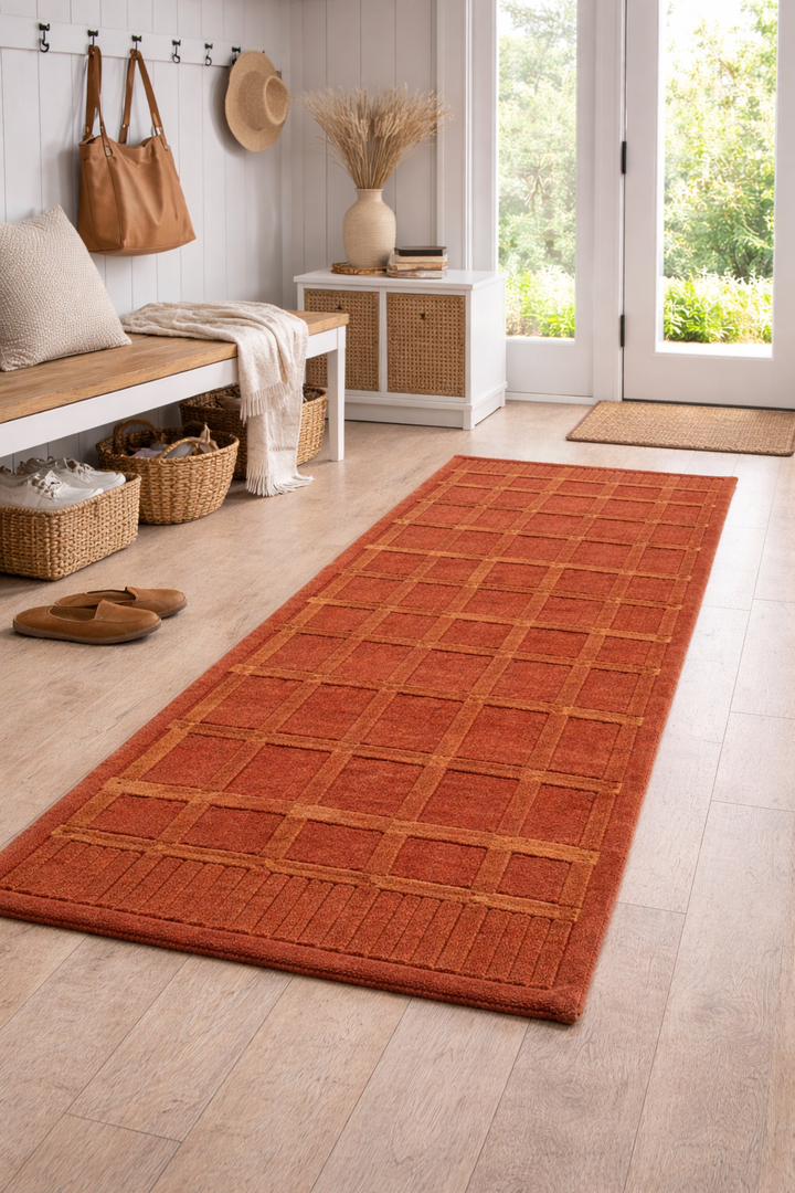 Rustic Grid Hallway Runner