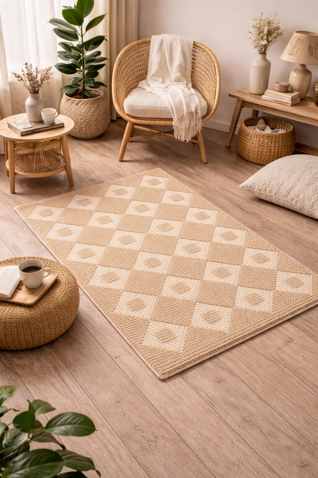 Argyle Chains Hand-Woven Cotton-Wool Door Mat