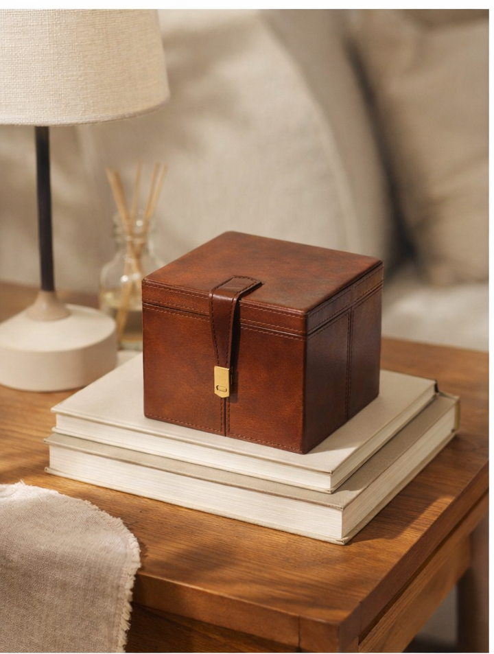 Expobazaar Tan Leather Storage Box – Stylish & Practical Organizer