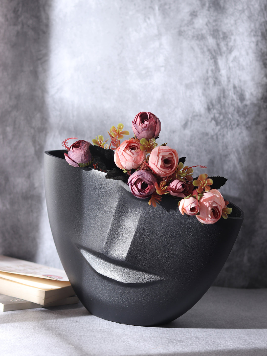 Amused Face Black Whimsy Vase | Playful Decor for Eclectic Spaces