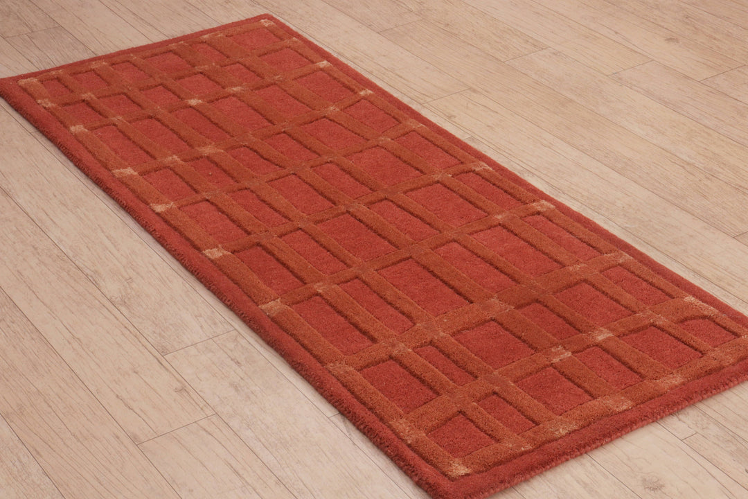 Auburn Grid the Rustic Road | Hand-Tufted Wool-Viscose Hallway Masterpiece