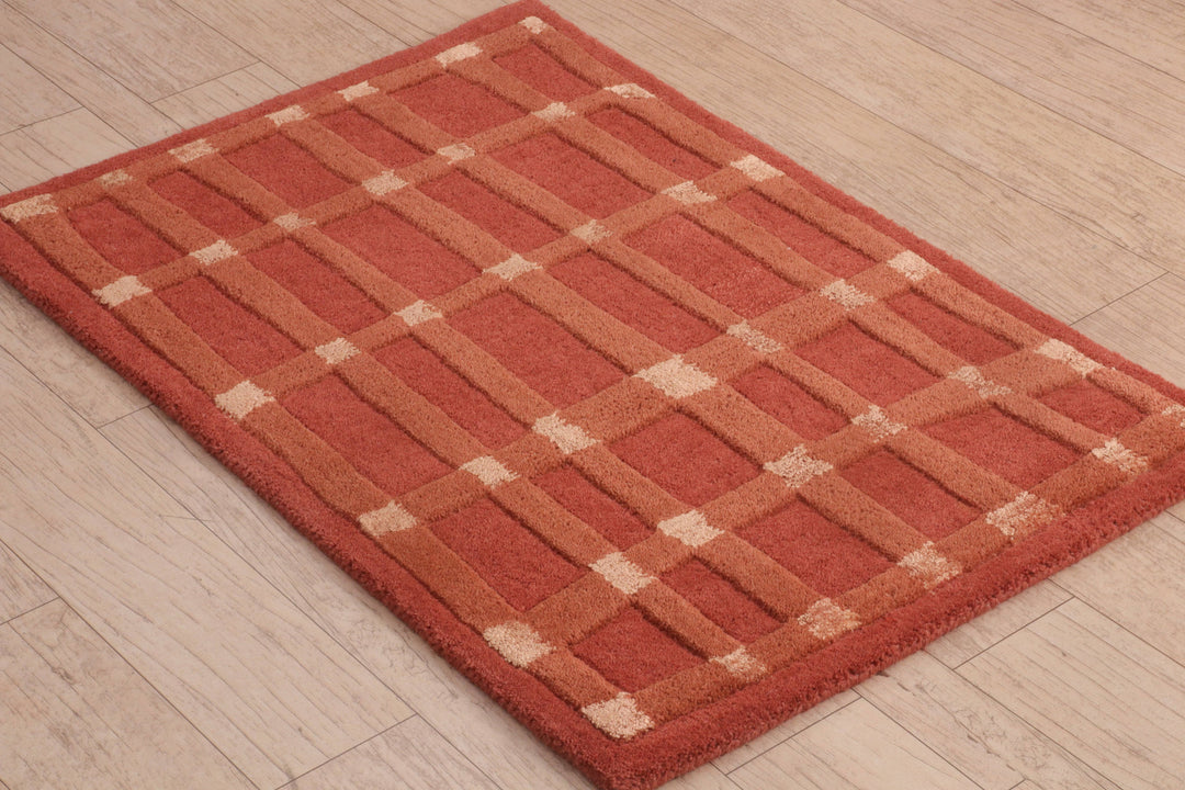 Auburn Grid the Rustic Retreat | Hand-Tufted Wool-Viscose Doorway Masterpiece