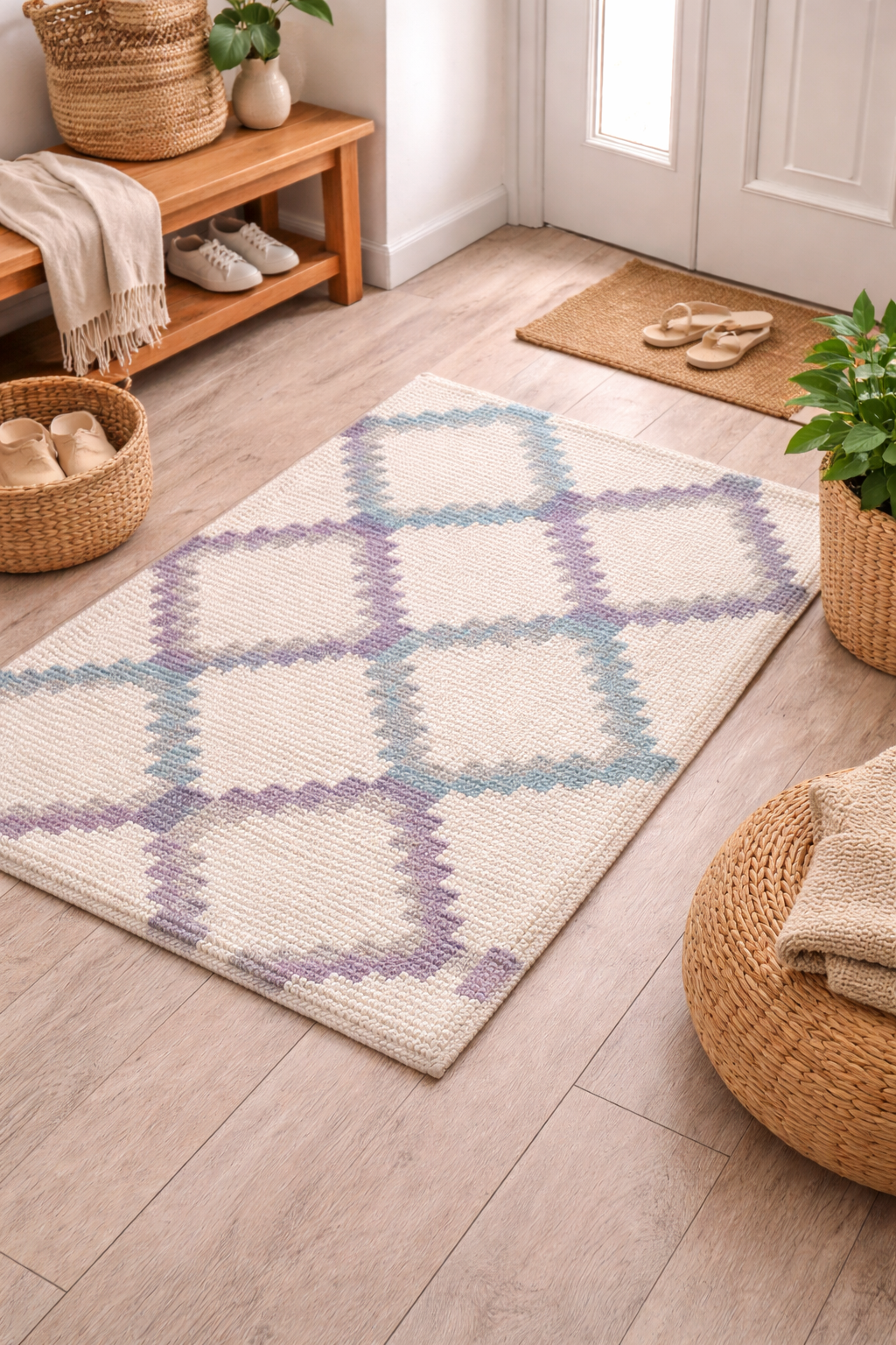 Diamond Decks Hand-Woven Geometric Door Mat