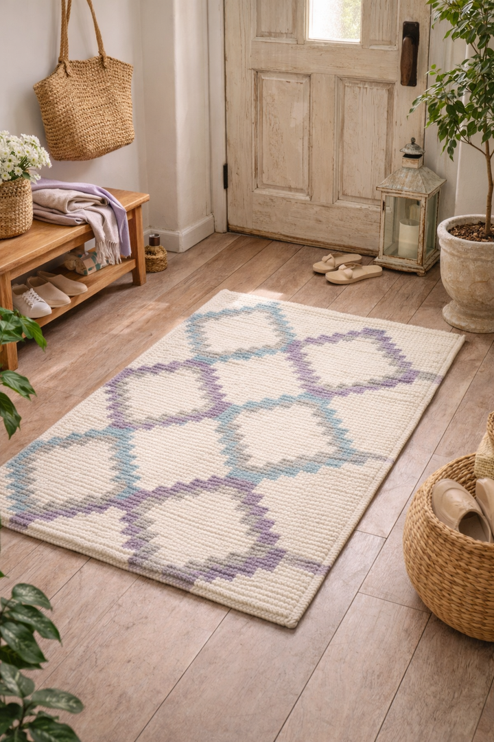 Diamond Decks Hand-Woven Geometric Door Mat