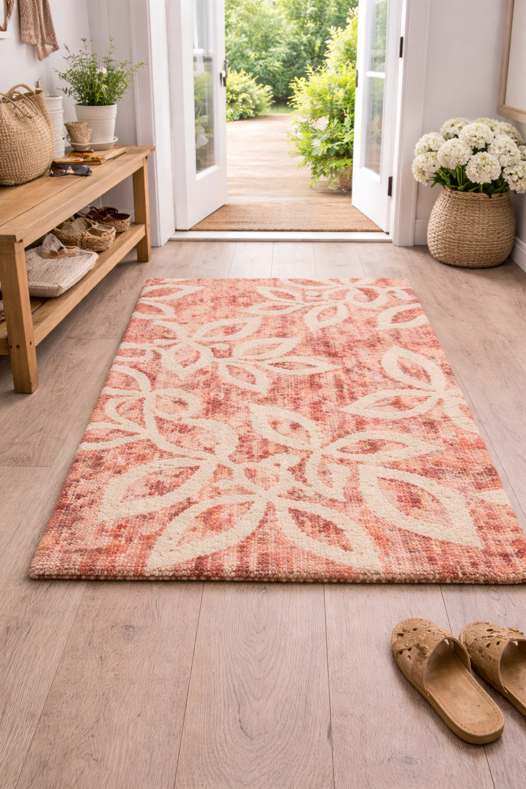 Indian Summer Hand-Tufted Wool Door Mat with Radiant Design