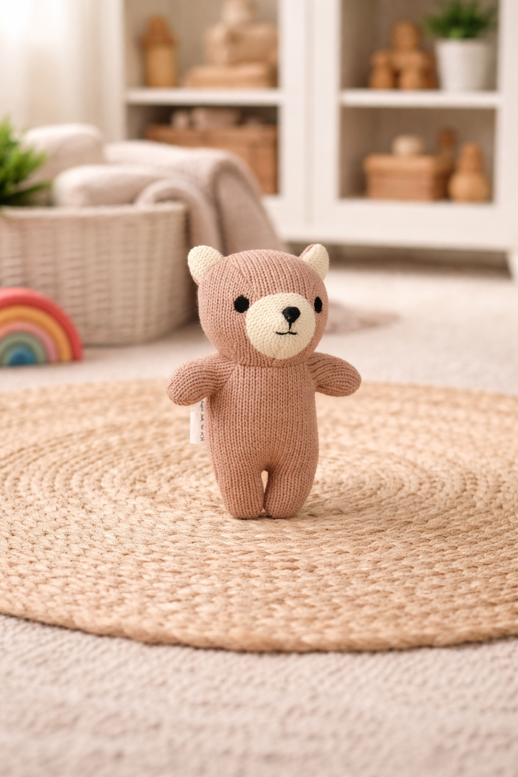Ted the Soft Cotton Knitted Bear for Babies – Pastel Colors