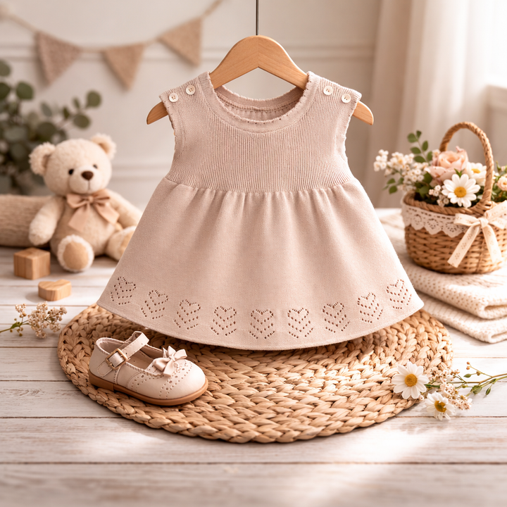 Soft & Stretchy Newborn Baby Girl Cotton Dress – Pastel Colors
