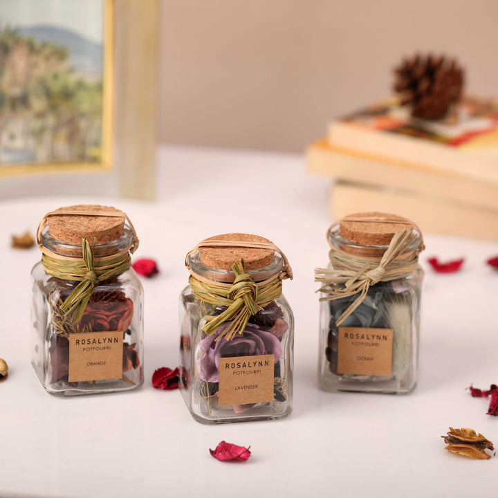 Lea Floral Potpourri Miniature | Lavender/Orange Trio for Cozy Ambiance