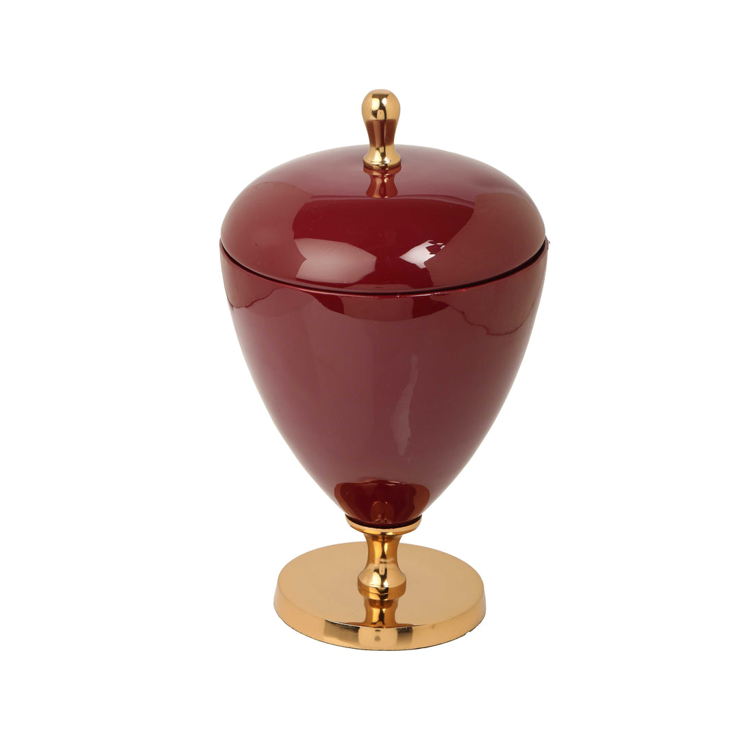 Versa Wine Maroon Enamel Box | Sophisticated Storage for Modern Decor
