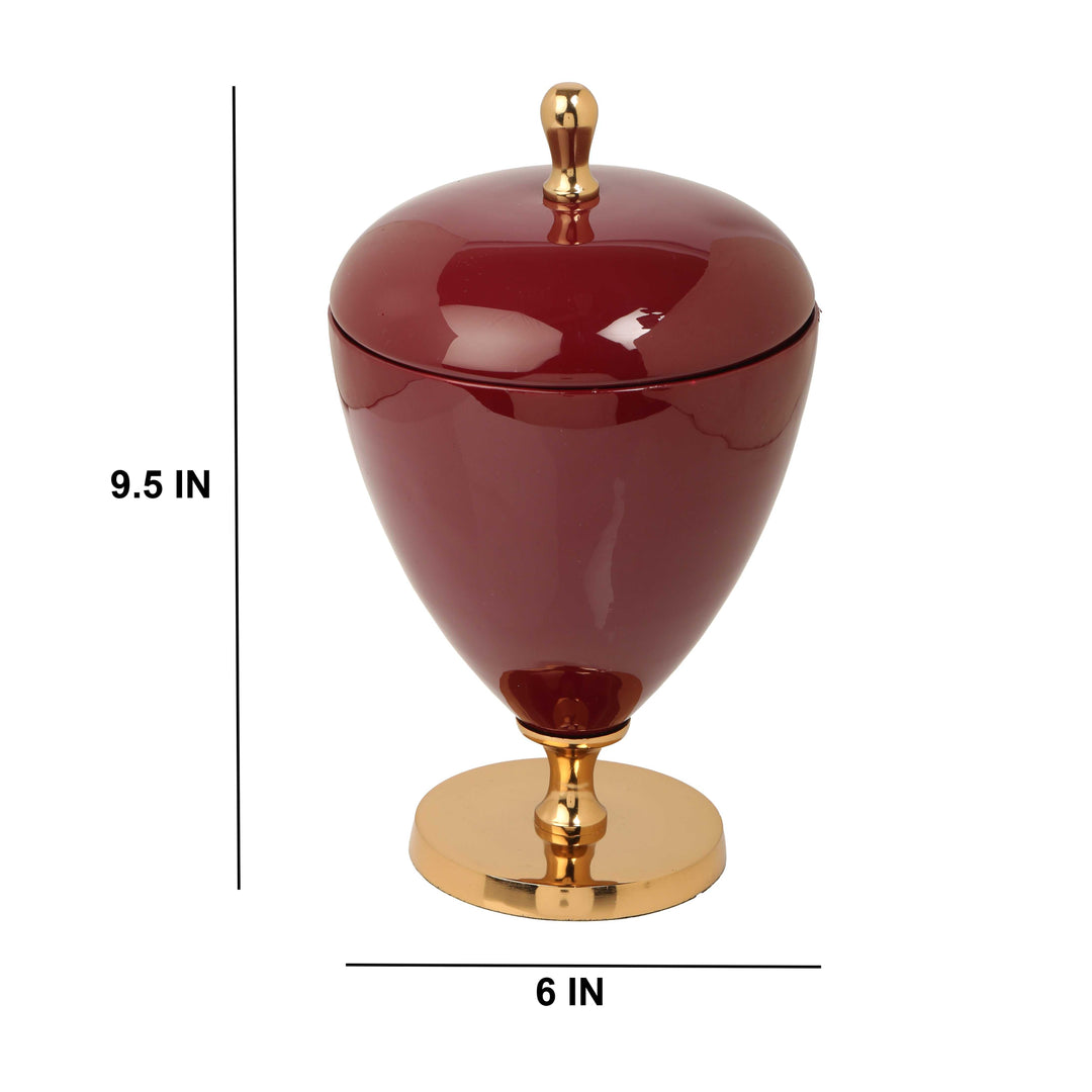 Versa Wine Maroon Enamel Box | Sophisticated Storage for Modern Decor