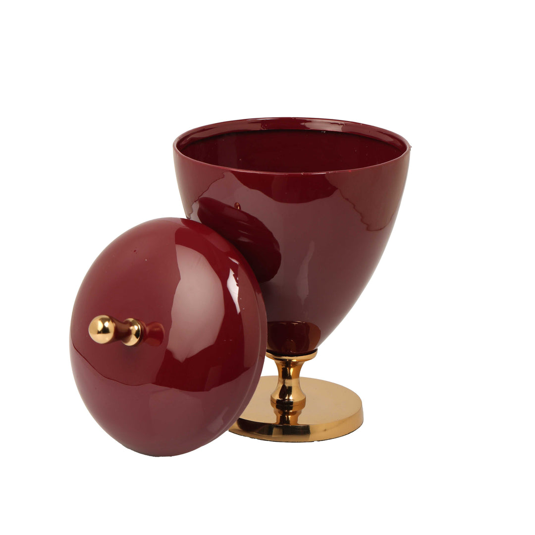 Versa Wine Maroon Enamel Box | Sophisticated Storage for Modern Decor