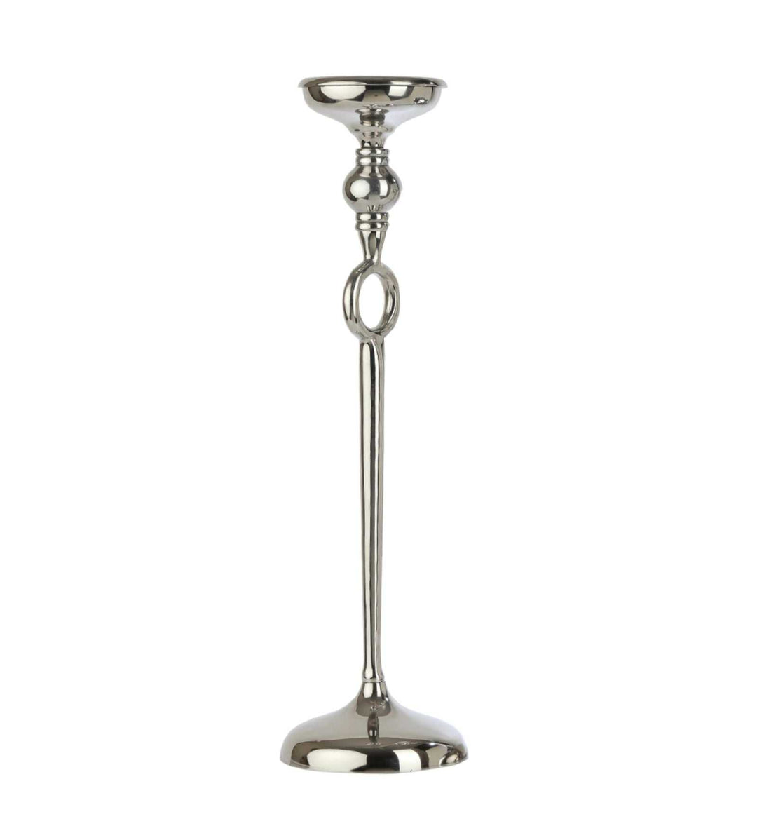 Ajna Large Silver Pillar Holder | Majestic Candle Holder for Stylish Ambiance