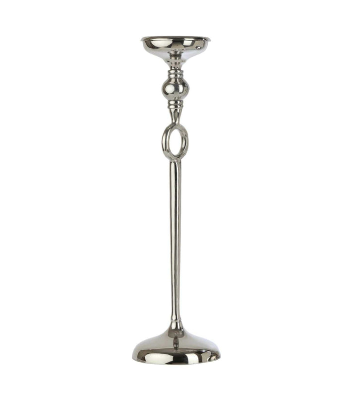 Ajna Large Silver Pillar Holder | Majestic Candle Holder for Stylish Ambiance