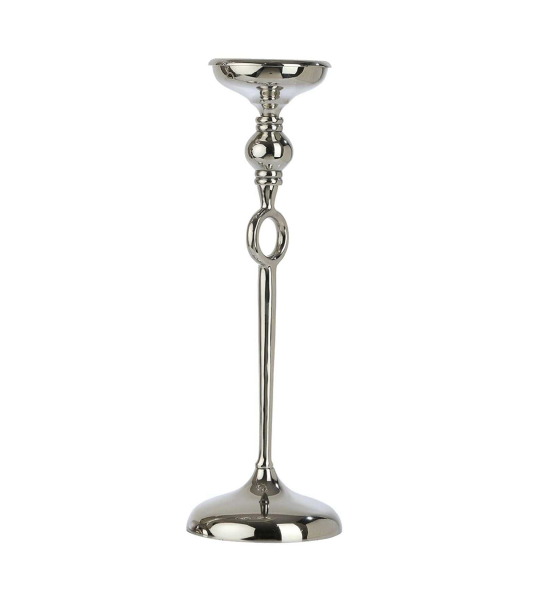 Ajna Small Silver Pillar Holder| Majestic Candle Holder for Stylish Ambiance