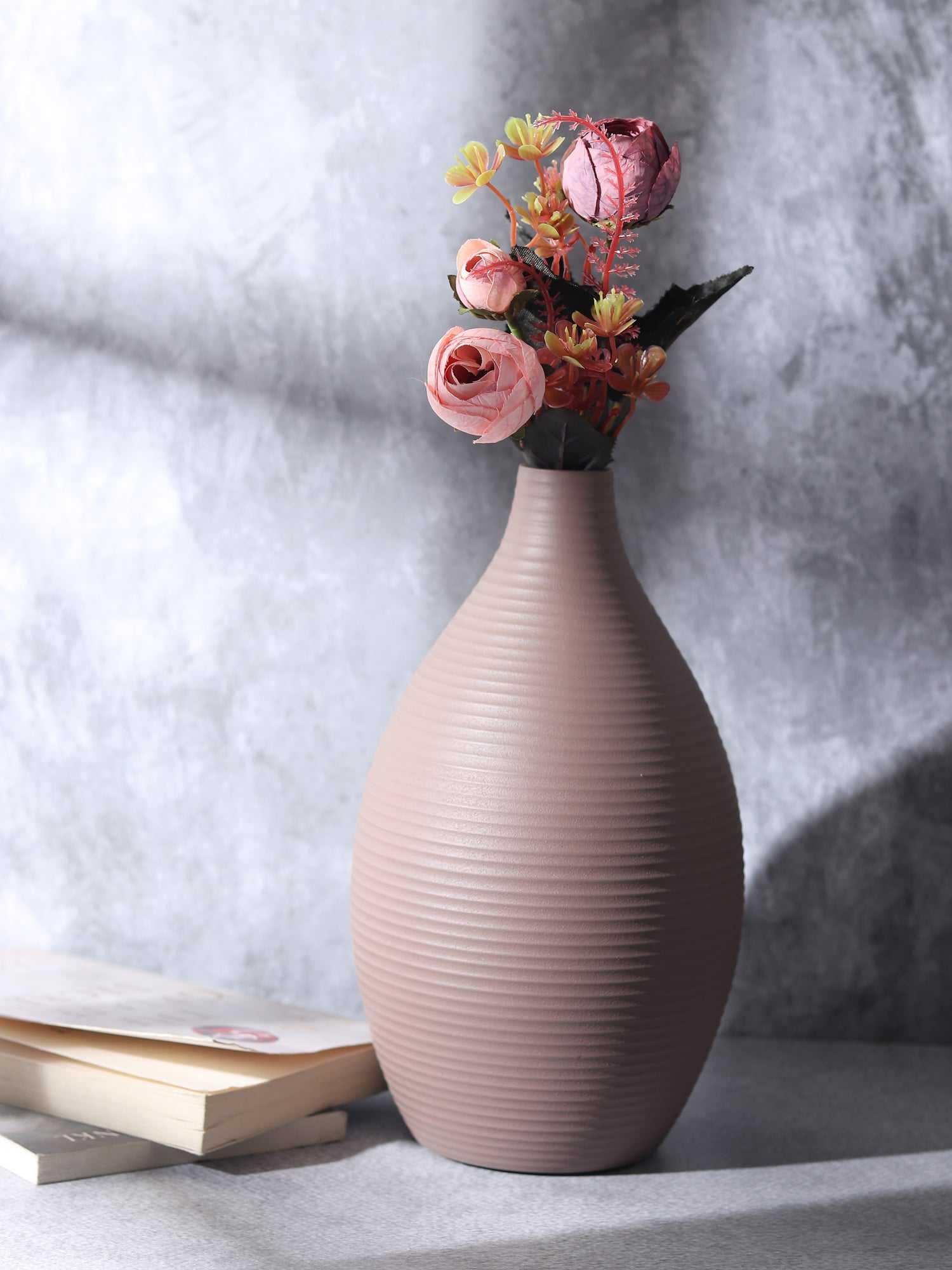 Vesera Pink Enamel Elegance | Glossy Pink Vase for Contemporary Decor