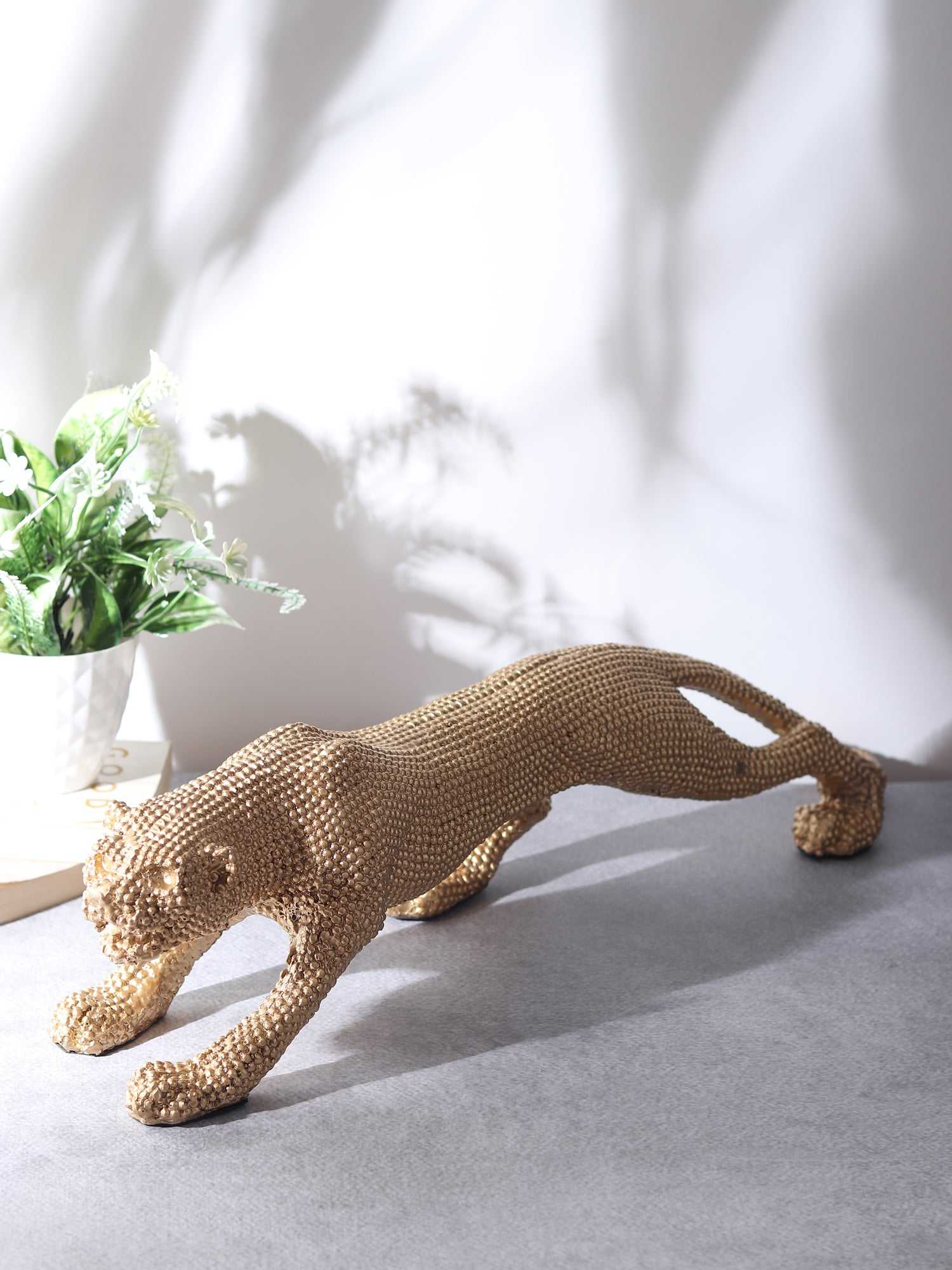 Jeweled Prowler Feline Opulence | Jewel-Adorned Cat Sculpture for Luxury