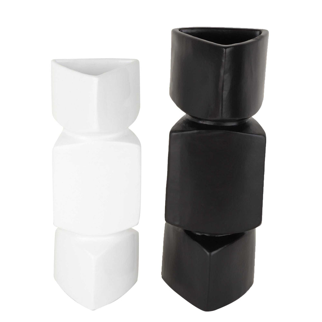 Verti Black & White Asymmetry Vase Set | Modern Ceramic Vases for Bold Decor