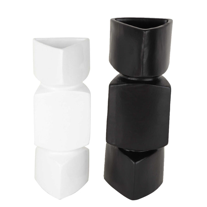 Verti Black & White Asymmetry Vase Set | Modern Ceramic Vases for Bold Decor