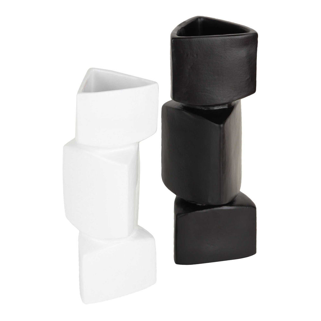 Verti Black & White Asymmetry Vase Set | Modern Ceramic Vases for Bold Decor