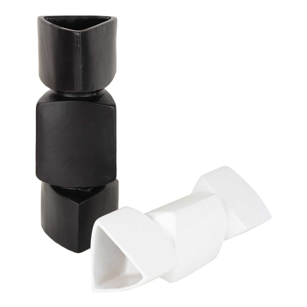 Verti Black & White Asymmetry Vase Set | Modern Ceramic Vases for Bold Decor