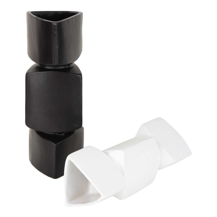 Verti Black & White Asymmetry Vase Set | Modern Ceramic Vases for Bold Decor