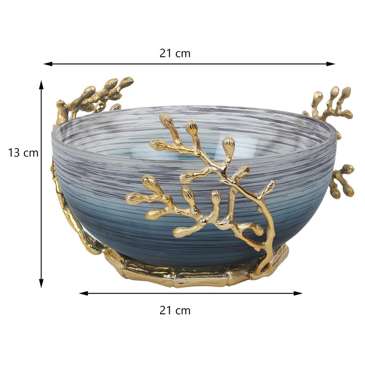 Vincent Artisanal Glass Vessel | Intricate Metalwork Bowl for Decor